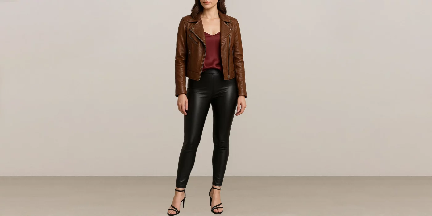 how to style a brown leather jacket