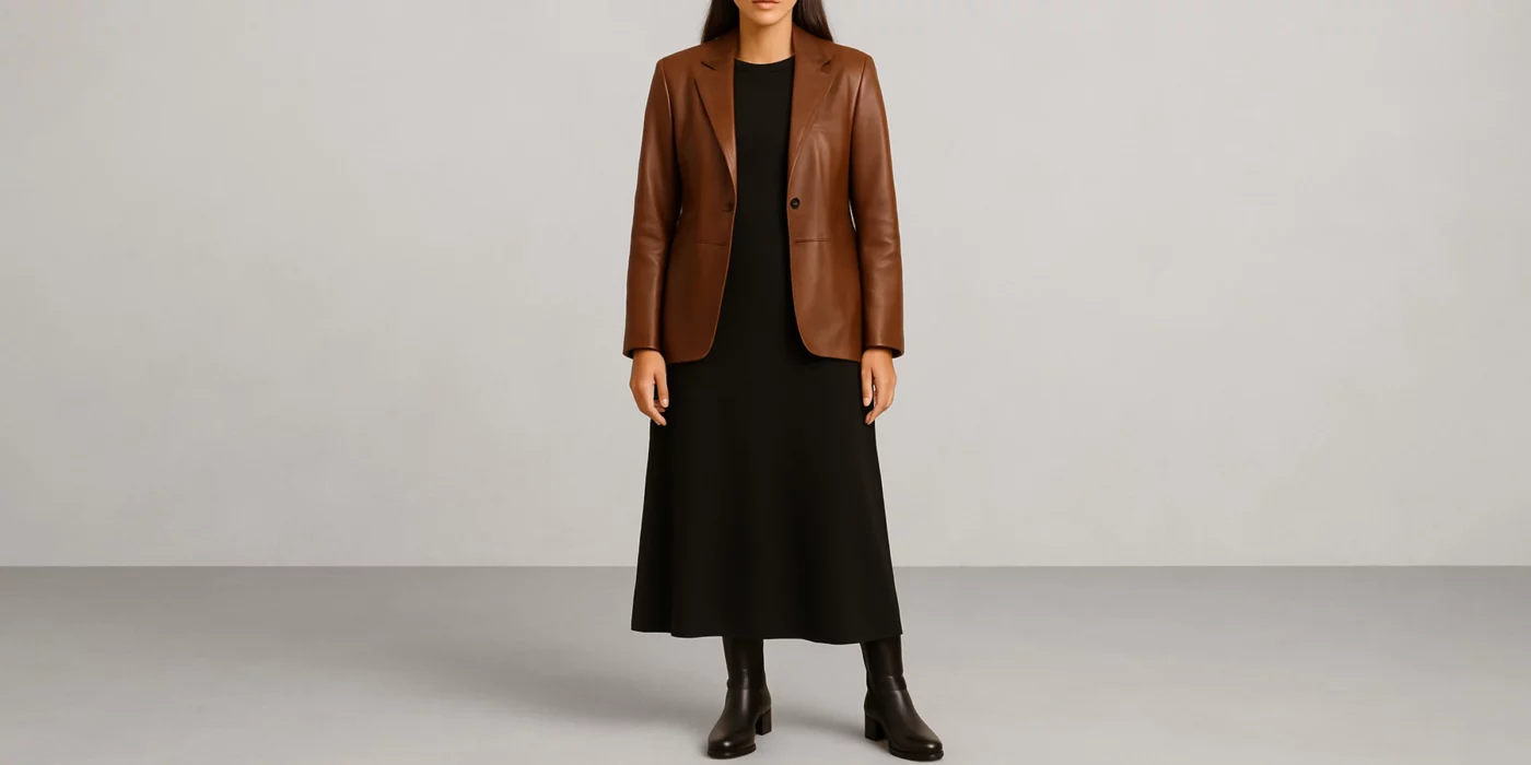 leather blazer outfit