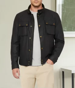 Debris Jonathan Tucker Black Cotton Jacket-Front
