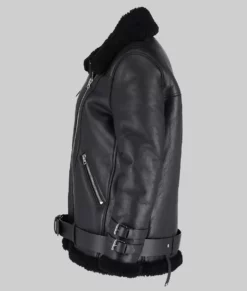 Emma Black Aviator Jacket - Clearance Item-Side View
