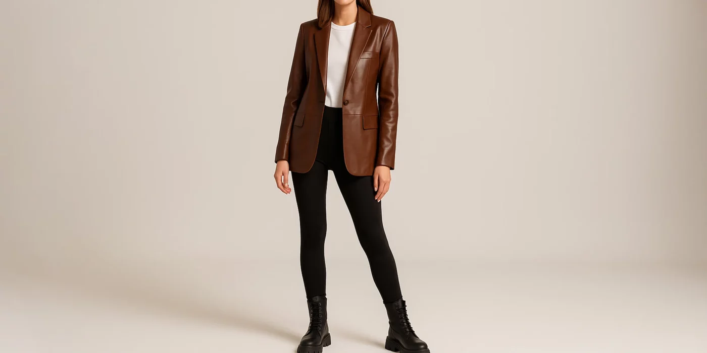 leather blazer outfit