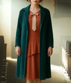 Girl Haunts Boy Peyton List Velvet Coat-Front