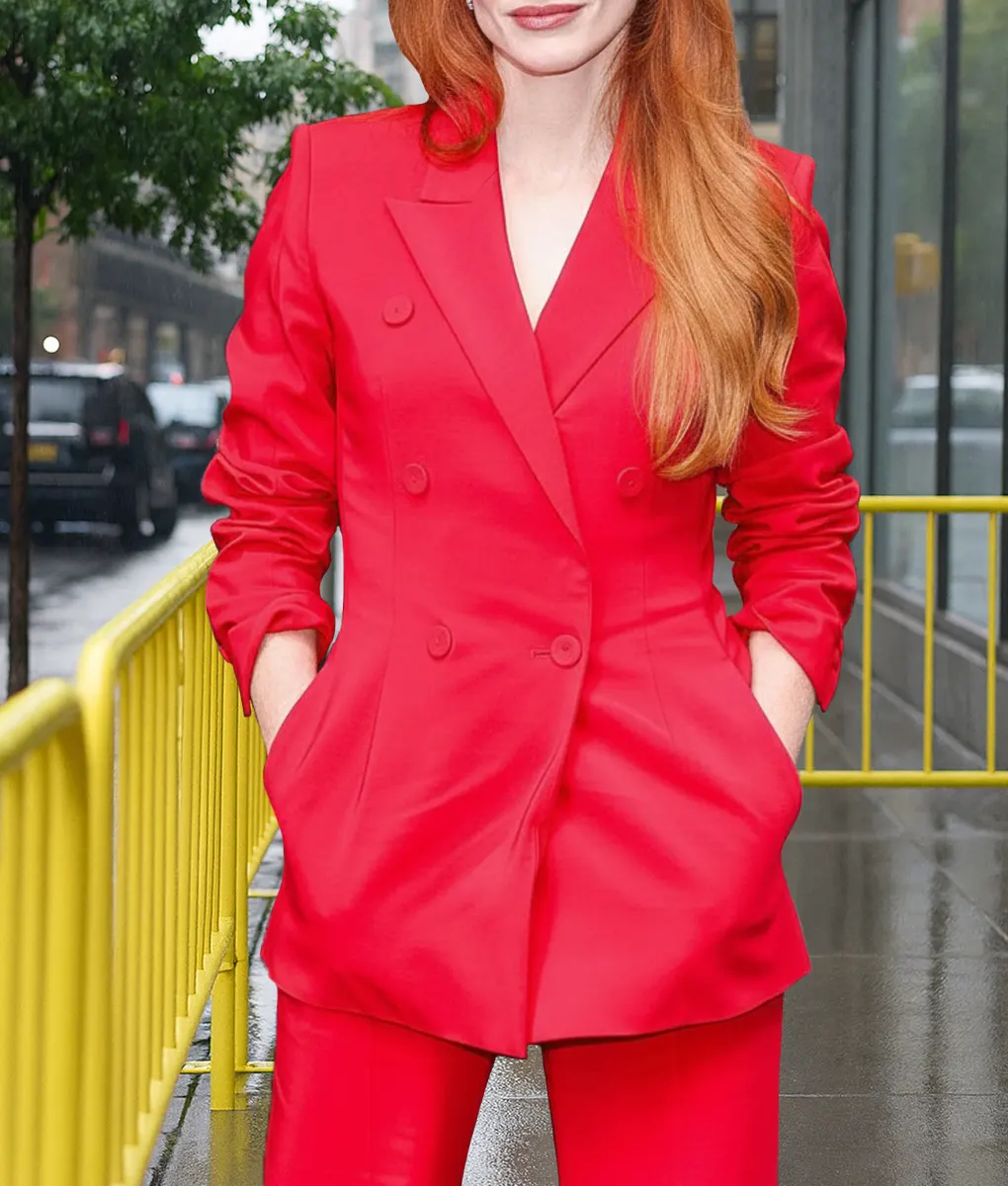 Jessica Chastain Red Blazer-Front