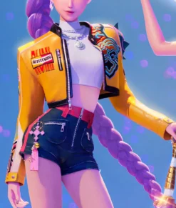 KPop Demon Hunters Rumi Yellow Cropped Jacket-Front