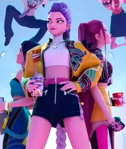 KPop Demon Hunters Rumi Yellow Cropped Jacket-Front