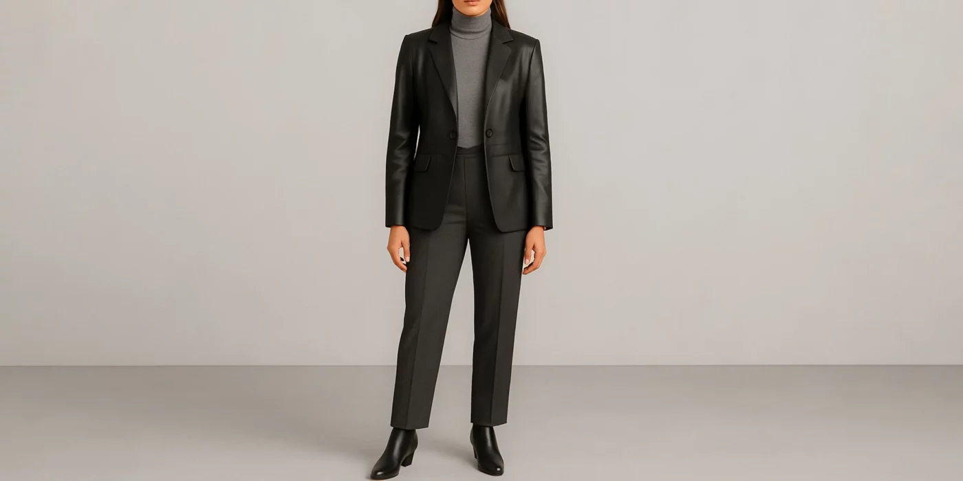 leather blazer outfit