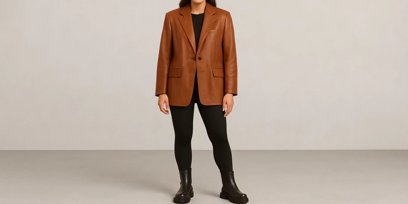 leather blazer outfit