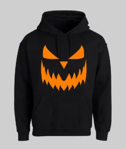 Pumpkin Face Halloween Hoodie-Front Black