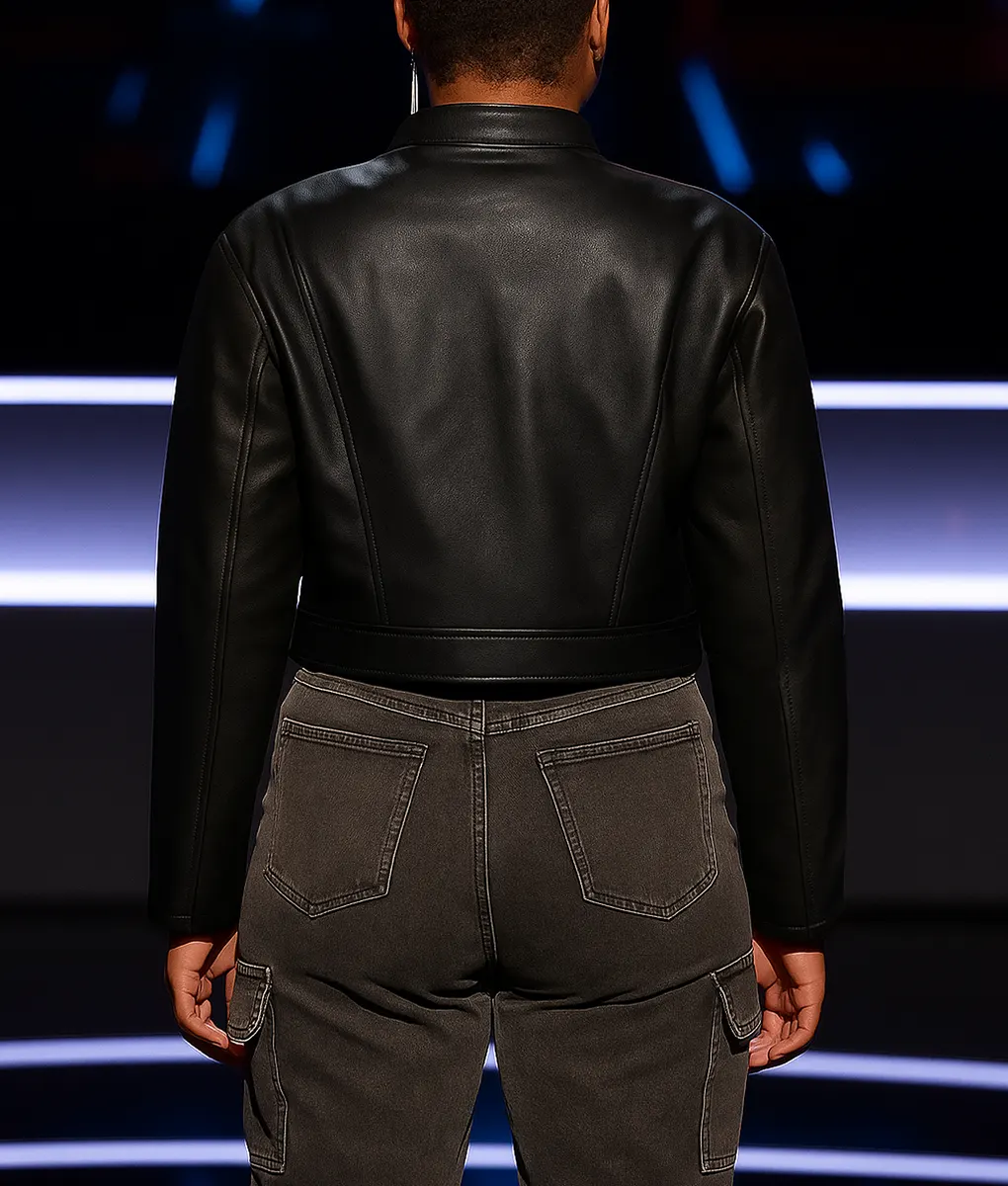 The Voice S27 Alanna Lynise Leather Jacket-Back