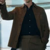 The Woman in Cabin 10 Guy Pearce Suede Jacket-Front