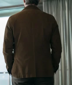 The Woman in Cabin 10 Guy Pearce Suede Jacket-Back