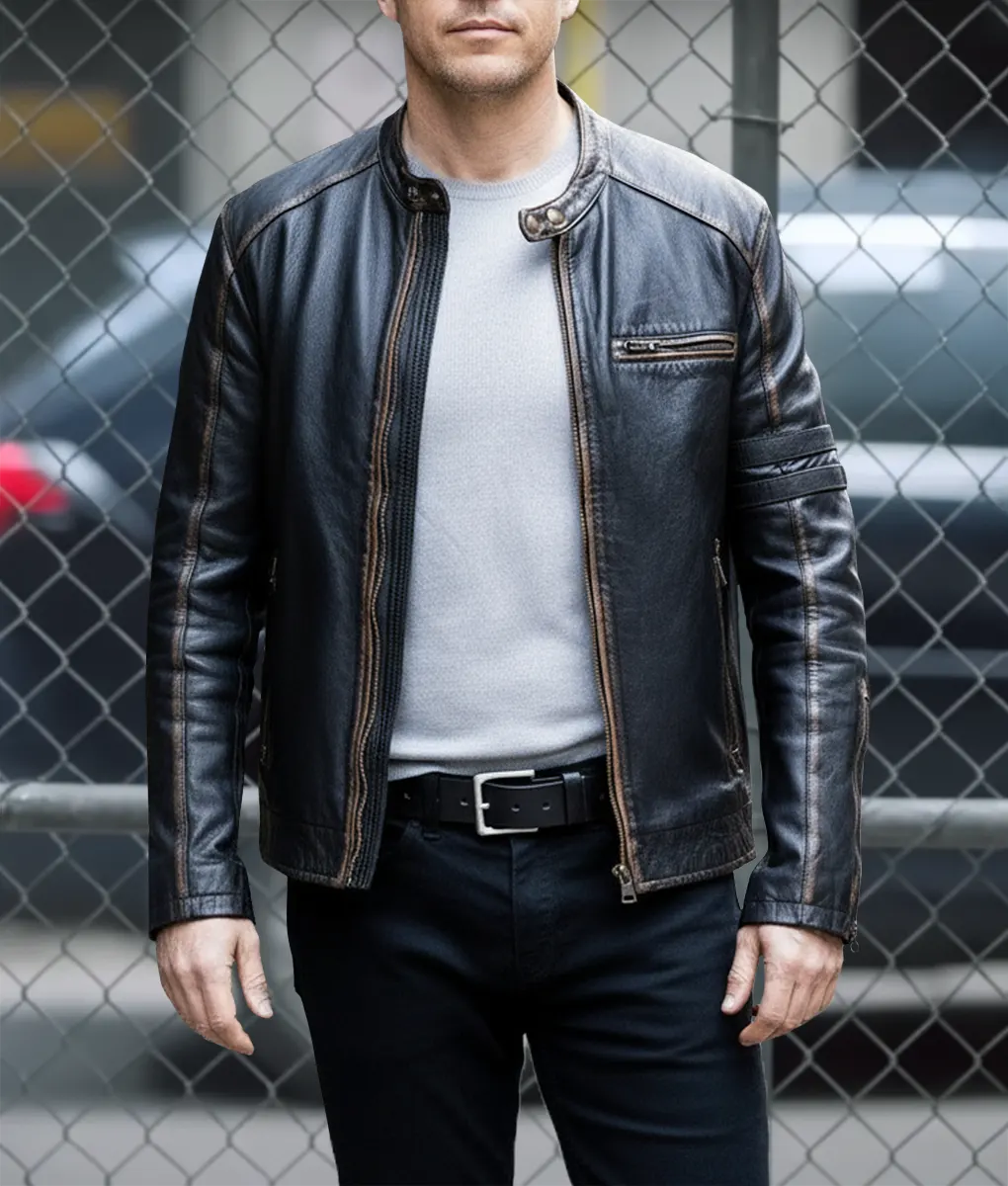 Boston Blue Donnie Wahlberg Leather Jacket-Front