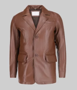 Brandon Men&rsquo;s Classic Leather Coat - Clearance Item-Front View