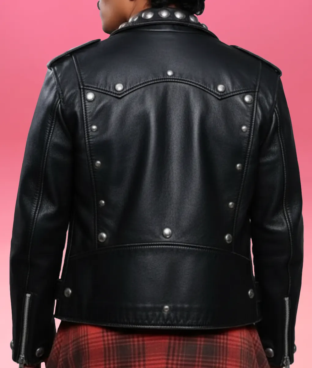 Bruno Mars Black Leather Studded Biker Jacket | NYC Jackets