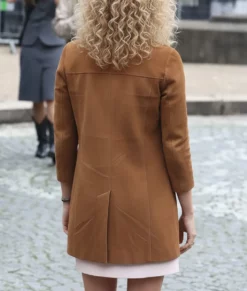 Emma Watson Brown Suede Coat-Back