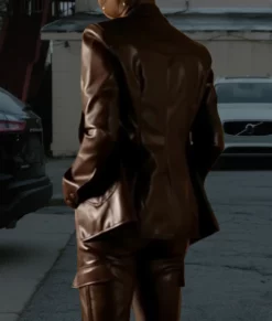 Found S02 Shanola Hampton Brown Leather Blazer-Side