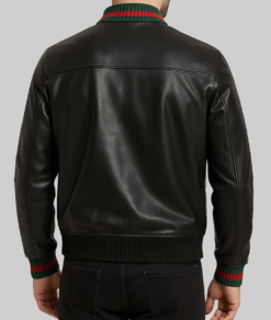 Frank Men&rsquo;s Black Leather Jacket - Clearance Item-Back View