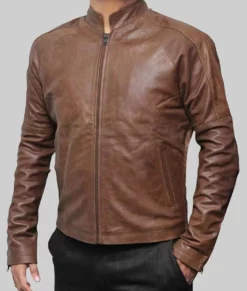Hudson Brown Leather Jacket - Clearance Item-Front View
