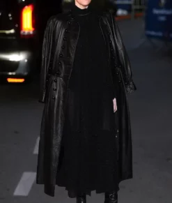 Liv Tyler Black Leather Coat-Front