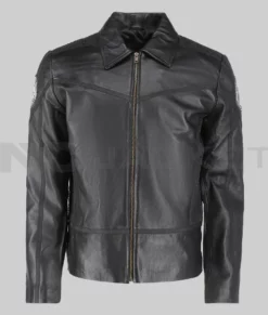 Michael Men's Black Leather Jacket - Clearance Item-Front View