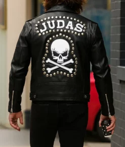 Norman Reedus Black Leather Biker Jacket-Back