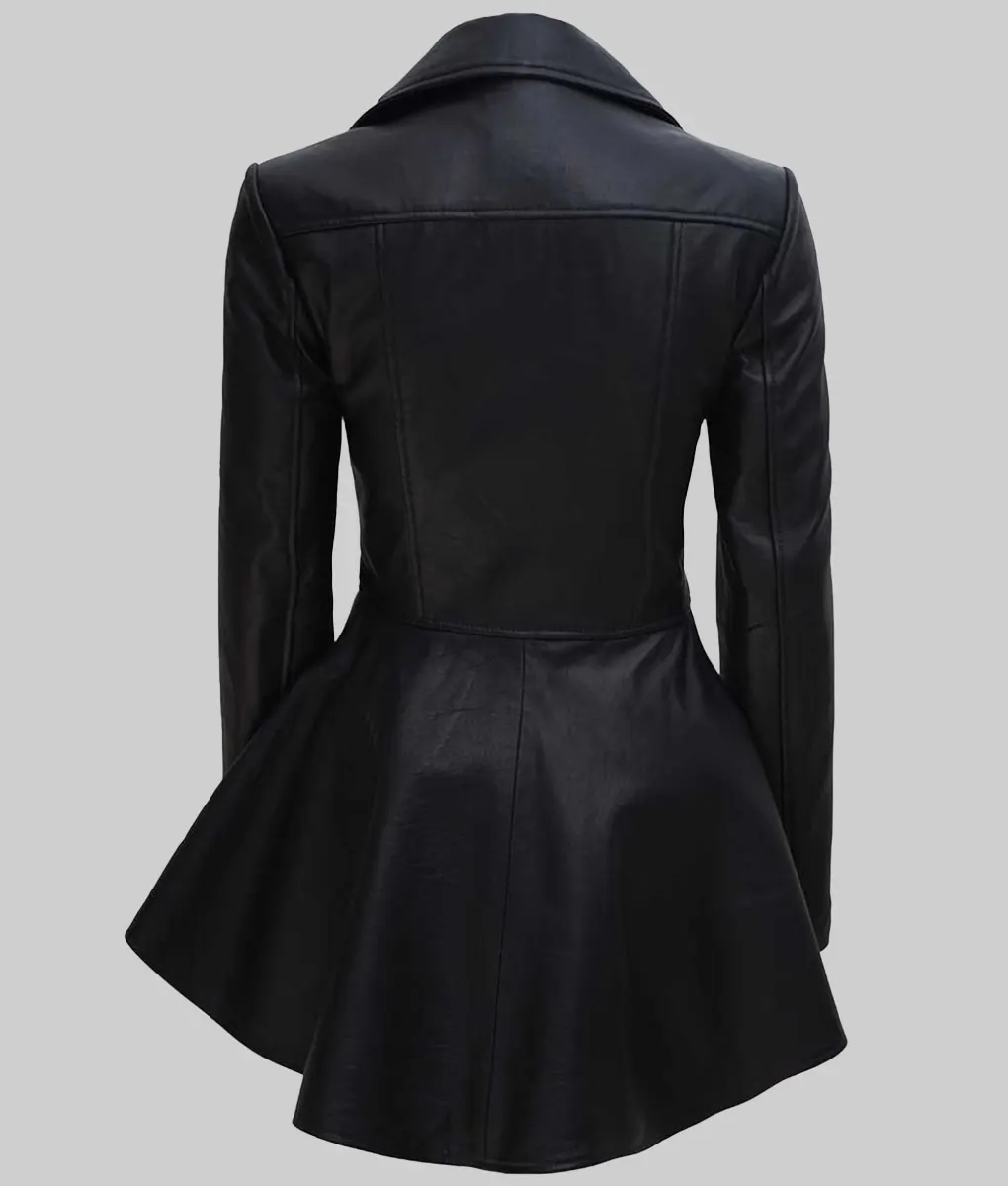 Olivia Women’s Black Leather Jacket - Clearance Item-Back View