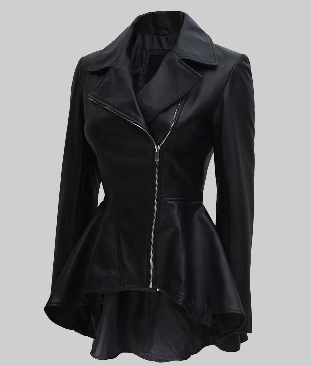 Olivia Women’s Black Leather Jacket - Clearance Item-Side View