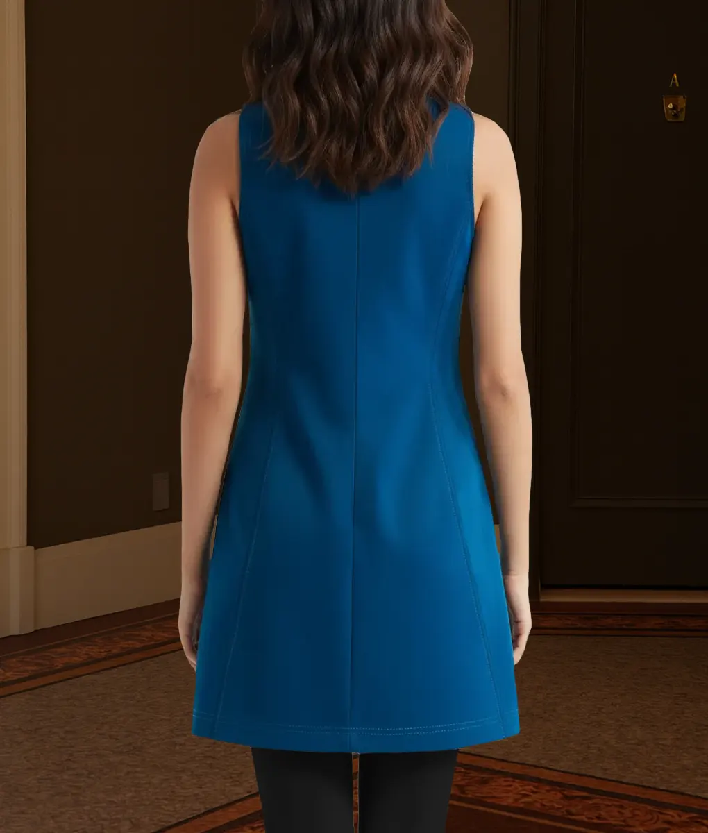 Selena Gomez Only Murders in the Building Mabel Mora Blue Leather Dress | NYC Jackets
