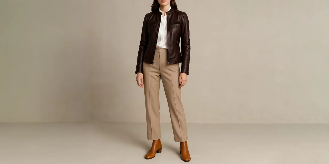 female leather jacket outfit ideas