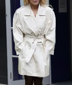 Rita Ora Off White Trench Coat-Front