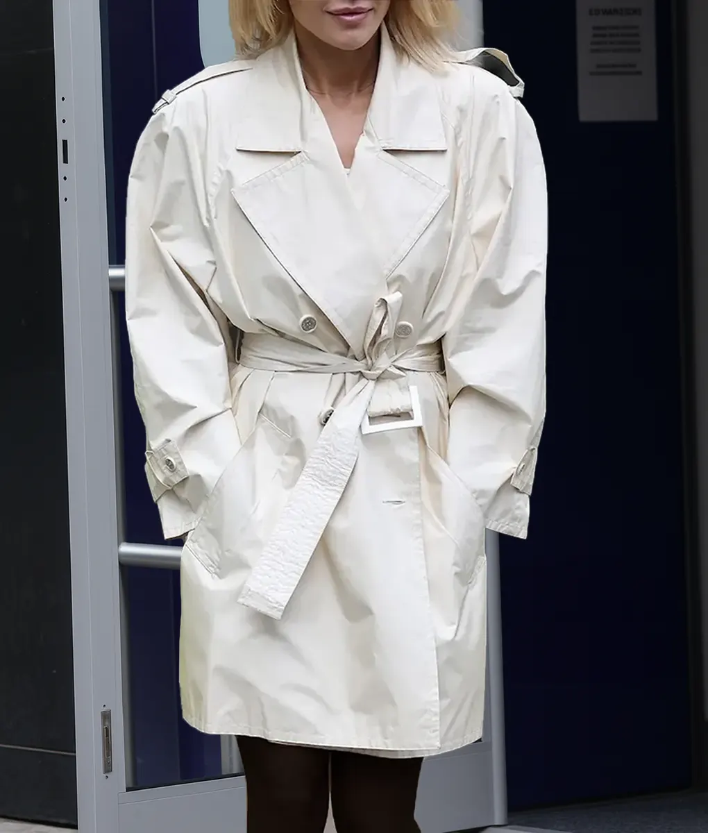 Rita Ora Off White Trench Coat-Front