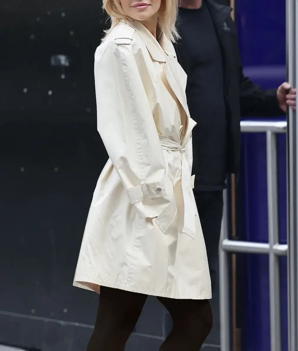 Rita Ora Off White Trench Coat-Side
