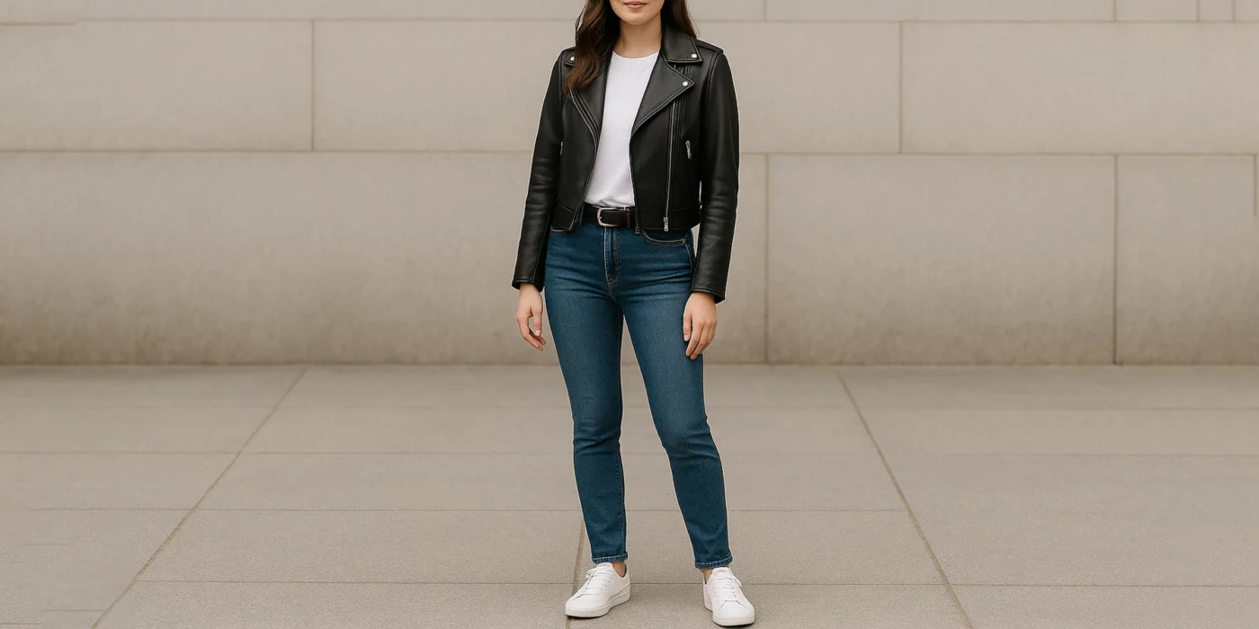 female leather jacket outfit ideas