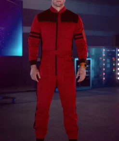 The Running Man Glen Powell Red JumpSuit-Front
