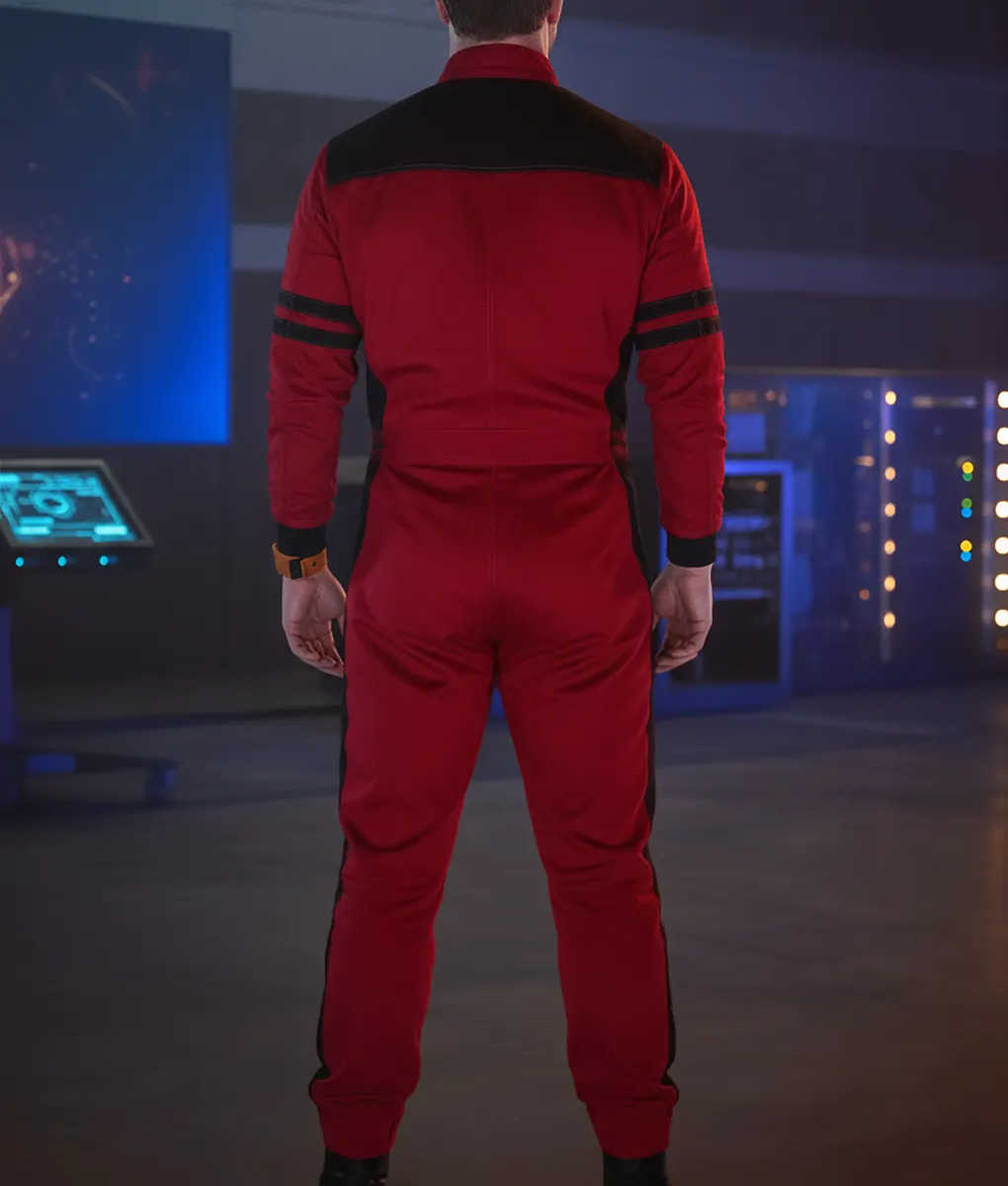 The Running Man Glen Powell Red JumpSuit-Back