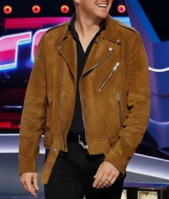 The Voice Michael Bublé Suede Biker Jacket-Front