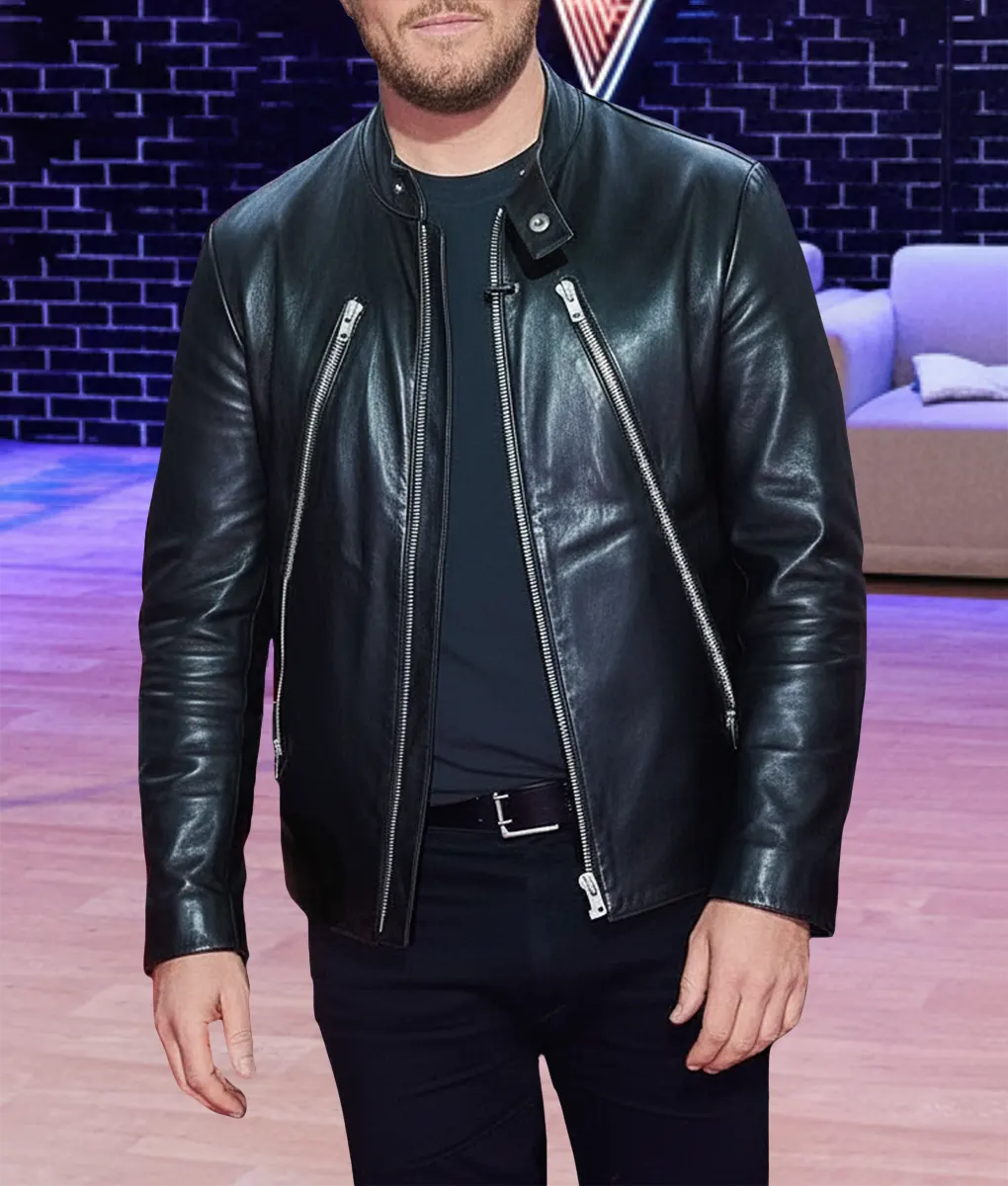 The Voice S28 Michael Bublé Black Leather Jacket-Front