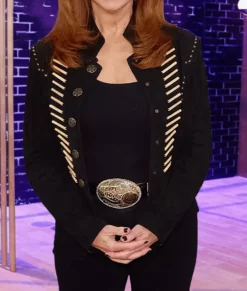 The Voice S28 Reba McEntire Fringe Suede Jacket-Front
