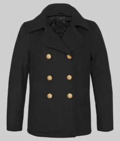 US Navy Officers Men's Black Peacoat-Front