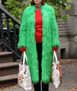 Elsbeth S03 Carrie Preston Green Faux Fur Coat-Front