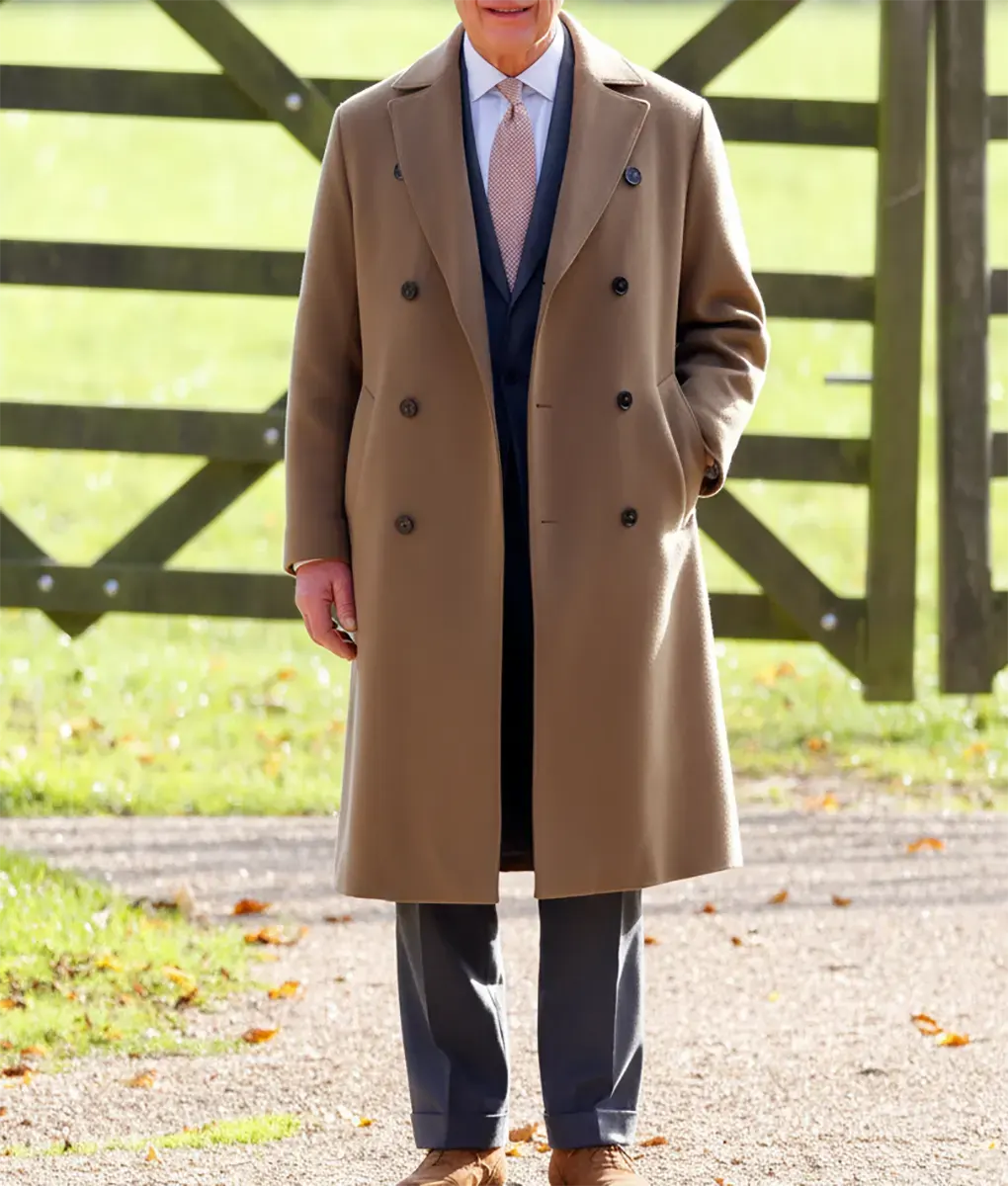 King Charles III Brown Wool coat-Front