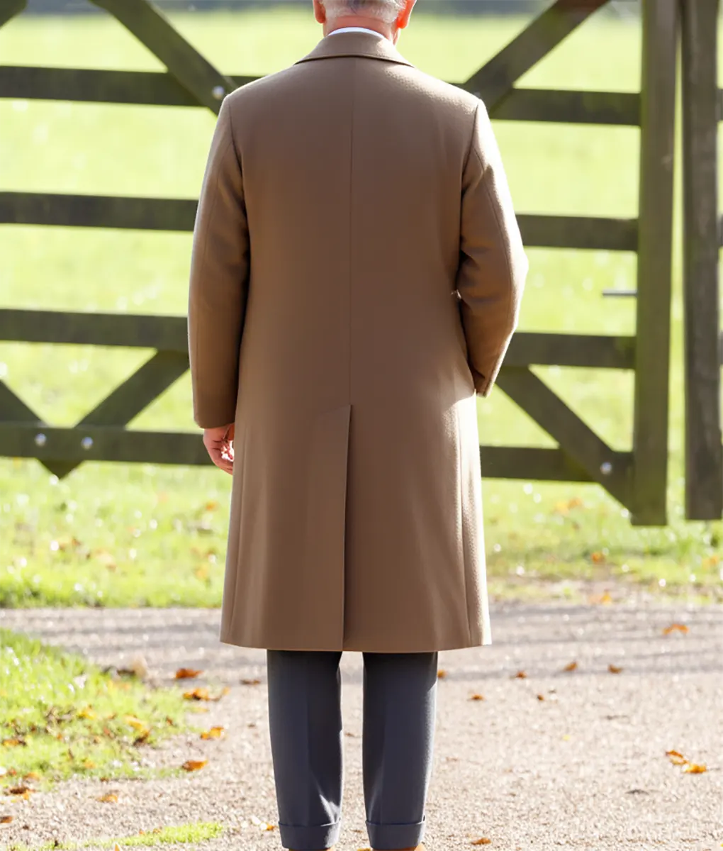 King Charles III Brown Wool coat-Back