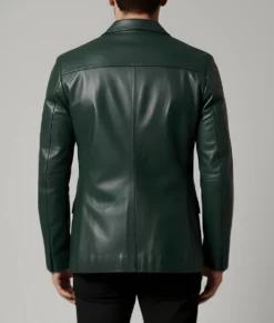 Matthew Men's Green Leather Blazer - Men's Green Leather Blazer-2