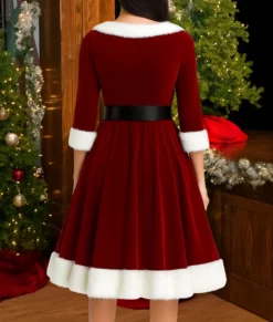 Mrs Claus Red Velvet Dress-Back