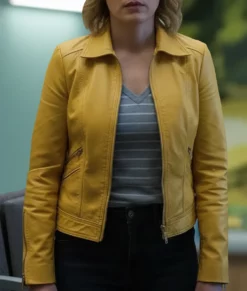 Pluribus Rhea Seehorn Yellow Leather Jacket-Front