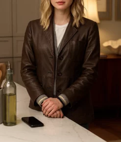 Scream 7 Isabel May Leather Blazer-Front