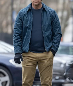 The Family Plan 2 Mark Wahlberg Blue Cotton Jacket-Front