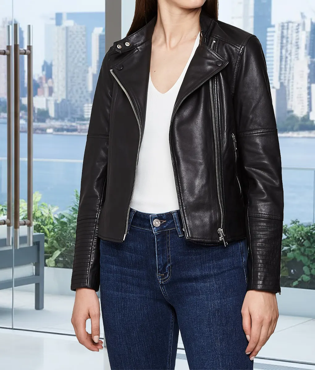 The Morning Show S03 Reese Witherspoon Black Leather Jacket-Front