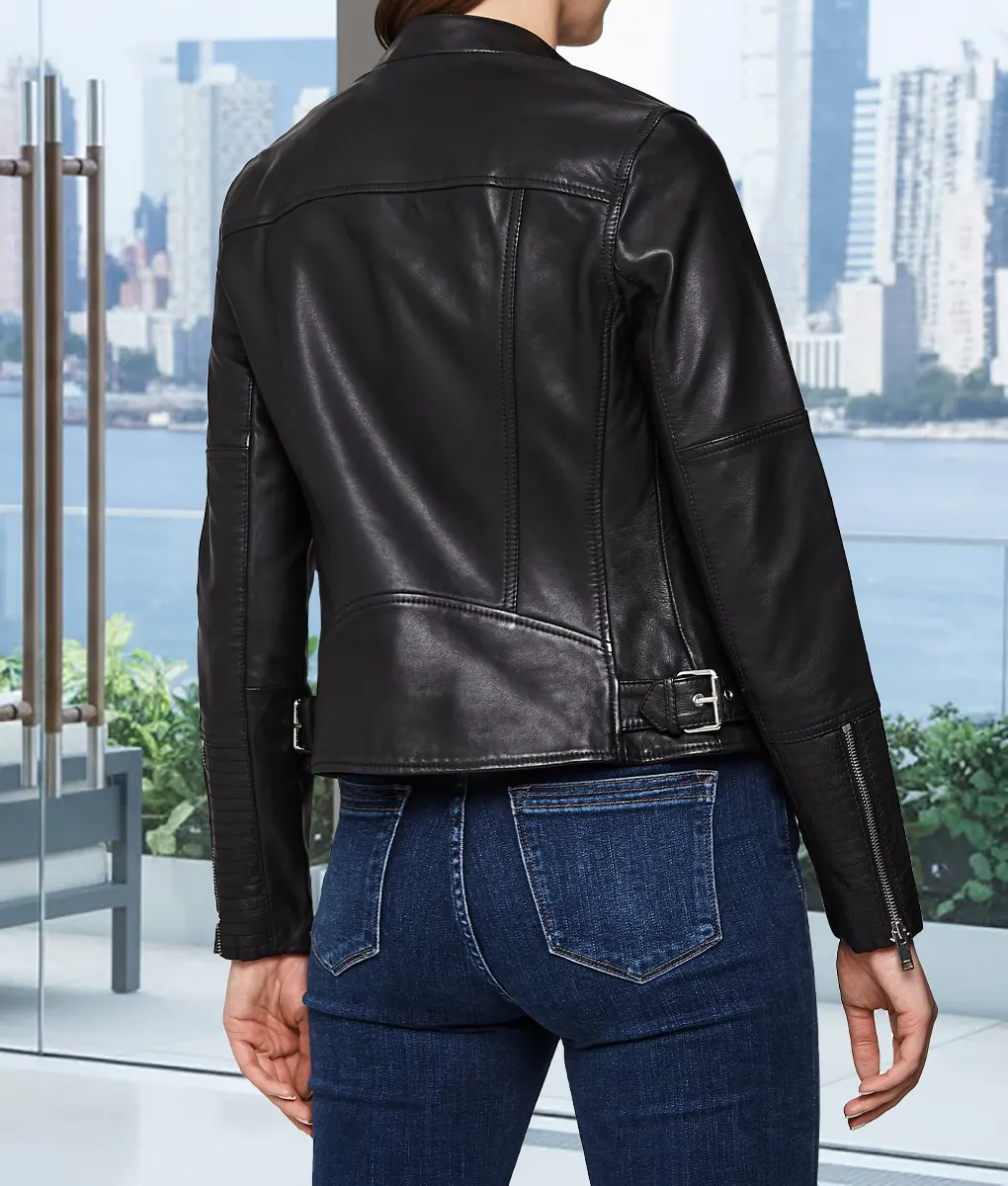 The Morning Show S03 Reese Witherspoon Black Leather Jacket-Back