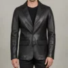 Dean Men's Black Vintage Leather Blazer - Men's Black Leather Blazer-6